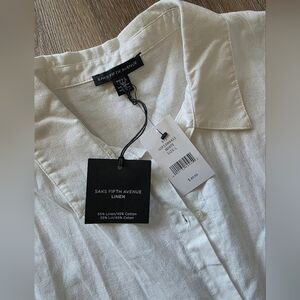 Saks Fifth Avenue White Linen Shirtdress